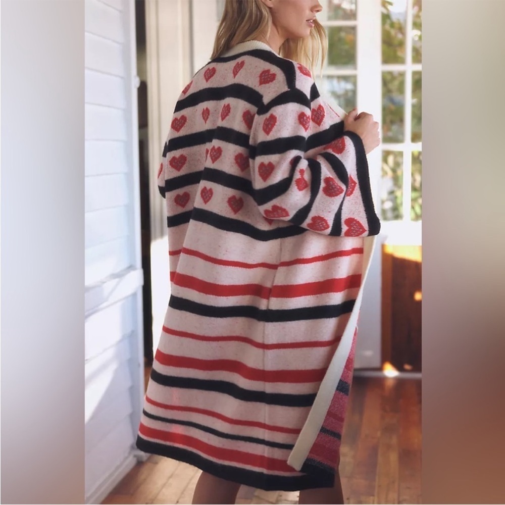 Anthropologie oversized cardigan heart sweater size medium NWOT
